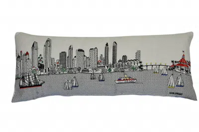 Homezia 35" White San Diego Daylight Skyline Lumbar Decorative Pillow