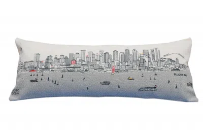 Homezia 35" White Seattle Daylight Skyline Lumbar Decorative Pillow In Gray