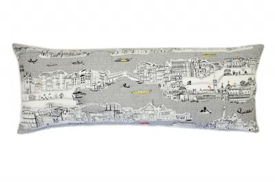 Homezia 35" White Venice Daylight Skyline Lumbar Decorative Pillow