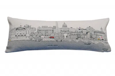 Homezia 35" White Washington Dc Daylight Skyline Lumbar Decorative Pillow In Brown