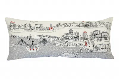Homezia 35" White Wichita Daylight Skyline Lumbar Decorative Pillow