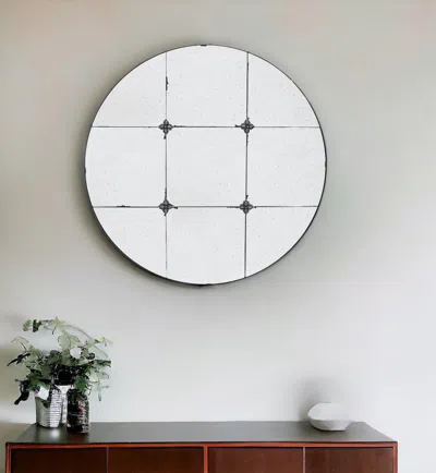 Homezia 36" Black Round Framed Accent Mirror