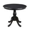 Homezia 36" Black Rounded Solid Manufactured Wood And Solid Wood Pedestal Base Dining Table