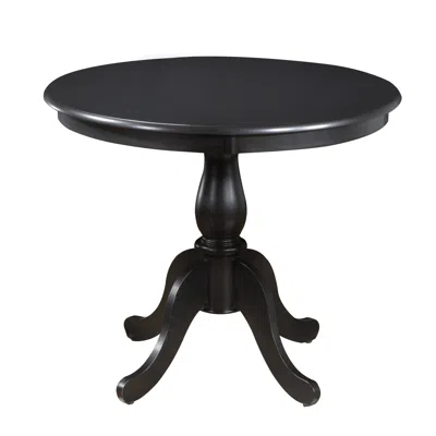 Homezia 36" Black Rounded Solid Manufactured Wood And Solid Wood Pedestal Base Dining Table