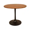 Homezia 36" Brown And Black Rounded Solid Wood And Iron Pedestal Base Dining Table