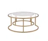 Homezia 36" Clear And Gold Glass And Iron Round Nested Coffee Tables