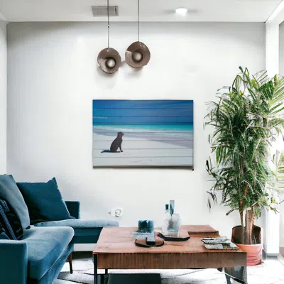 Homezia 36" Energetic Dog At The Beach Unframed Photograph Wall Art