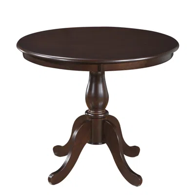 Homezia 36" Espresso Rounded Solid Manufactured Wood And Solid Wood Pedestal Base Dining Table In Brown