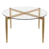 Homezia 36" Gold Glass And Steel Round Coffee Table