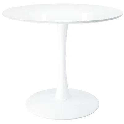 Homezia 36" White Metal Dining Table In Brown