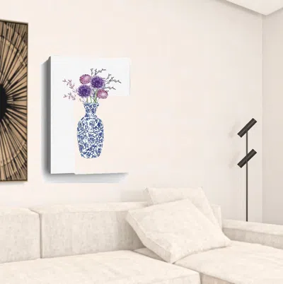 Homezia 36" X 24" Blue And White Life Floral Vase Canvas Wall Art