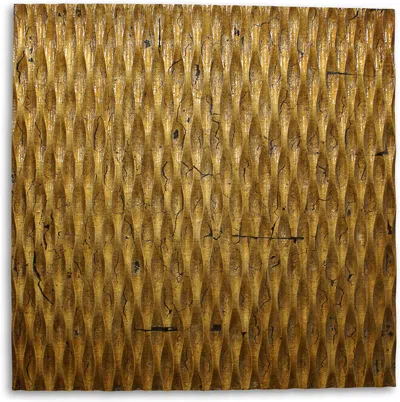 Homezia 36" X 36" X 1" Raw Wood Look Gold Finish Square Wall Art