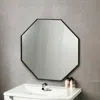 Homezia 37" Octogon Black Metal Frame Wall Mirror