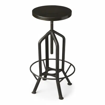 Homezia 39" Black Manufactured Wood And Iron Swivel Backless Bar Chair