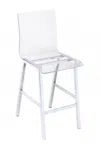 Homezia 39" Clear And Silver Acrylic And Metal Counter Height Bar Chair