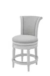 Homezia 39" Light Gray And White Fabric Swivel Counter Height Bar Chair