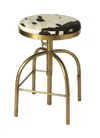 Homezia 39" Multicolor And Gold Iron Swivel Backless Counter Height Bar Chair