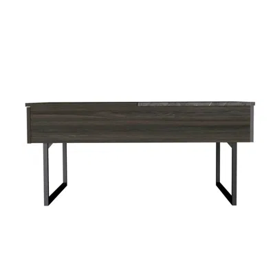 Homezia 39" Onyx And Carbon Rectangular Lift Top Coffee Table With Drawer In Black