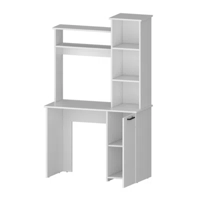 Homezia 39" White Computer Desk In Gray