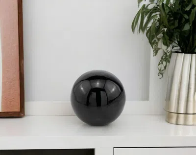Homezia 4" Black Aluminum Decorative Orb Tabletop Sculpture