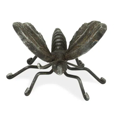 Homezia 4" Rustic Black Cast Iron Textured Butterfly Sculpture