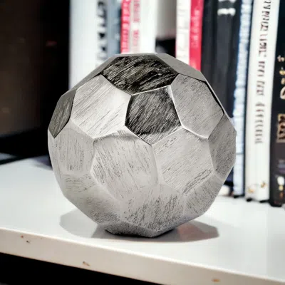 Homezia 4" Silver Rough Hewn Faceted Sphere In Metallic