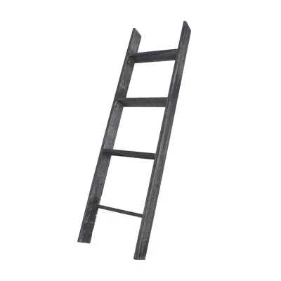 Homezia 4 Step Blackwash Rustic Wood Ladder Shelf