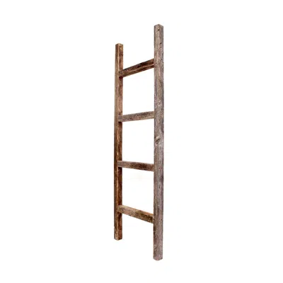 Homezia 4 Step Rustic Weathered Grey Wood Ladder Shelf