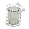 Homezia 4" White And Clear Wire Basket And Glass Jar