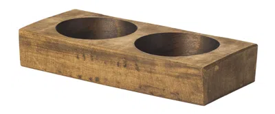 Homezia 4" Wide Pillar Tabletop Pillar Candle Holder In Brown