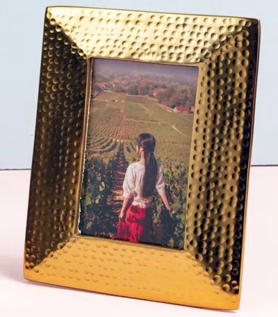 Homezia 4" X 6" Hammered Golden Picture Frame In Brown