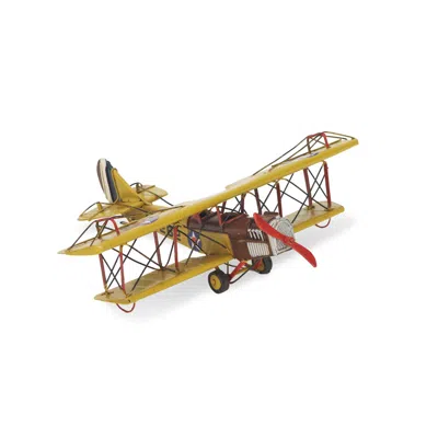 Homezia 4" Yellow And Red Metal Hand Painted Model Airplane