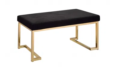 Homezia 40" Black And Champagne Upholstered Faux Fur Bench