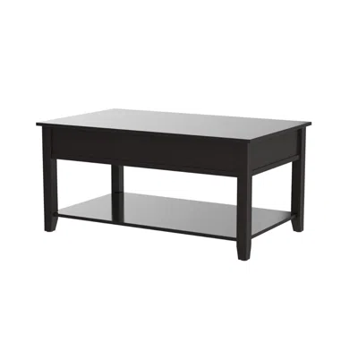 Homezia 40" Black Manufactured Wood Lift Top Coffee Table With Storage