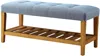 Homezia 40" Blue And Brown Upholstered Polyester Bench With Shelves