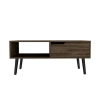 Homezia 40" Brown And Black Coffee Table With Drawer And Shelf