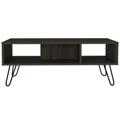 Homezia 40" Carbon Espresso Manufactured Wood Rectangular Coffee Table In Black