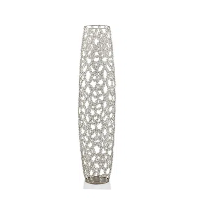 Homezia 40" Crystal Glass Silver Oval Floor Vase In Metallic
