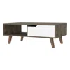 Homezia 40" Natural And Dark Brown And White Wood Rectangular Coffee Table With Shelf