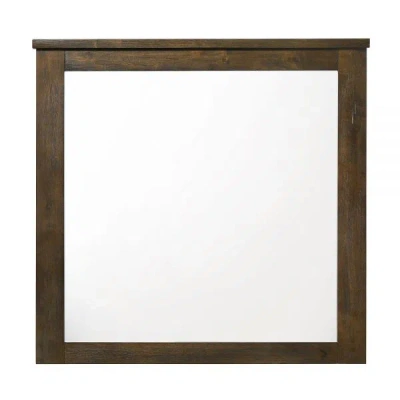 Homezia 40" Oak Rectangle Dresser Mirror Mounts To Dresser With Frame