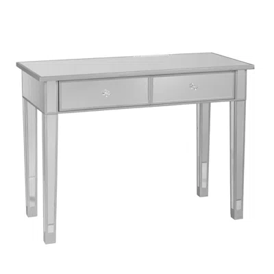 Homezia 40" Silver Mirrored Glass Console Table With Storage In Metallic