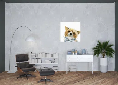 Homezia 40" X 40" Watercolor Cutie Bow Tie Fox Canvas Wall Art