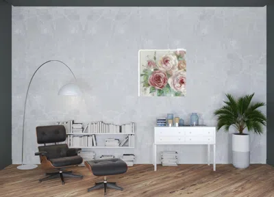 Homezia 40" X 40" Watercolor Soft Pastel Peonies Bouquet Canvas Wall Art