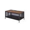 Homezia 41" Black And Antique Oak Rectangular Coffee Table With Shelf