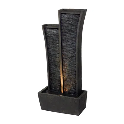 Homezia 41" Grey Polyresin Tower Indoor Outdoor Tabletop Fountain