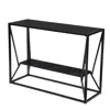 Homezia 42" Black Glass Frame Console Table With Storage