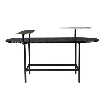 Homezia 42" Black Manufactured Wood And Metal Free Form Coffee Table