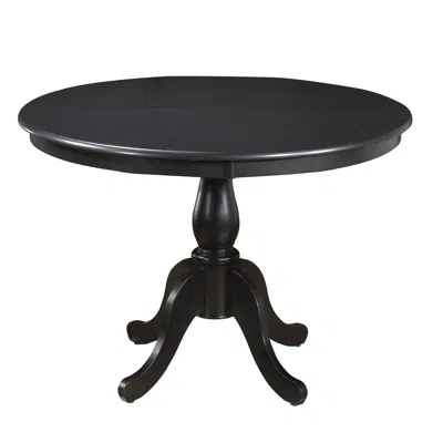 Homezia 42" Black Rounded Solid Manufactured Wood And Solid Wood Pedestal Base Dining Table