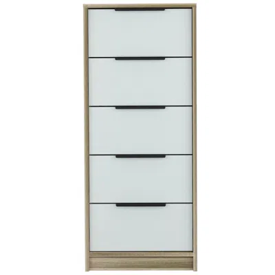 Homezia 42" Brown And White Five Drawer Chest