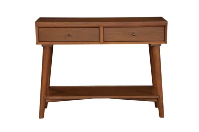 Homezia 42" Brown Solid And Manufactured Wood Floor Shelf Console Table With Storage With Storage